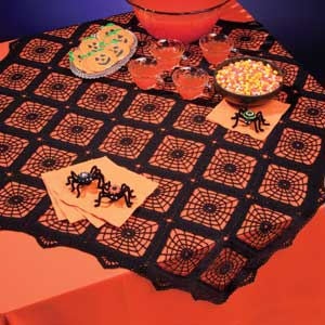 Crochet World October 2011 Halloween Patterns Afghans Aran Spider Web